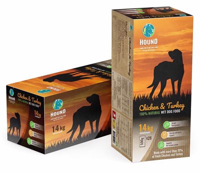 HOUND מזון טבעי לגזעים בינוניים-גדולים בטעם עוף והודו– 14 ק"ג